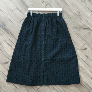 NWOT Mossimo Black Eyelet Midi Skirt